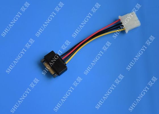 চীন 5.08mm Braided Molex 4 Pin SATA Power Cable 15 Pin Male To Male For Hard Disk সরবরাহকারী