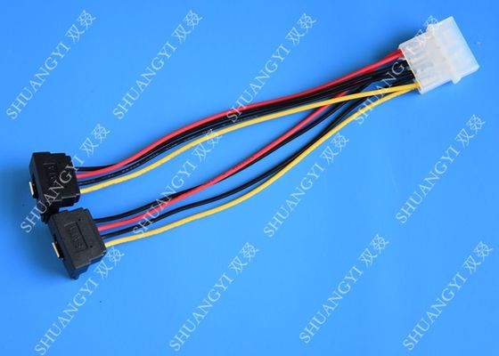 চীন Computer Molex 4 Pin To 2 x15 Pin SATA Data Cable Right Angle Pitch 5.08mm সরবরাহকারী