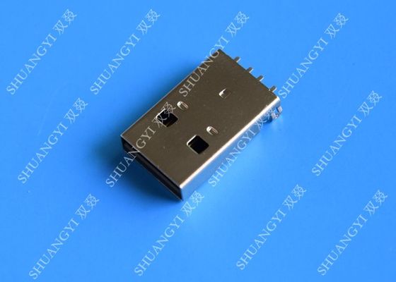 চীন USB 2.0 A Male USB Charging Connector , Plug Jack Mounting Solder 4 Pin PCB Connector সরবরাহকারী