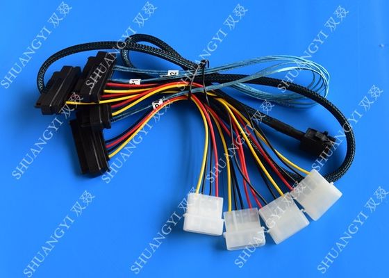 চীন Internal Mini SAS SFF-8643 to (4) 29pin SFF-8482 connectors with SATA Power ,1M সরবরাহকারী