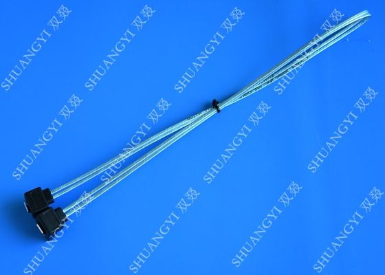 চীন Blue Slim Down Angle 7 Pin SATA Data Cable Female to Female With Locking Latch সরবরাহকারী